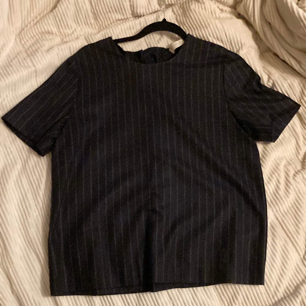 Everlane Wool Flannel Pinstripe Back Zip T US 10